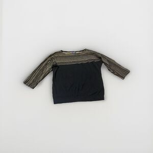 Chaps Classics PL Black Metallic Gold Knit Sweater Petite Large Long Sleeve Cozy